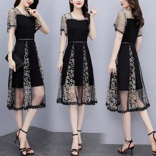 ĐẦM XÒE UMI PHỐI LƯỚI HOA CÚC THIẾT KẾ DỊU DÀNG DUYÊN DÁNG