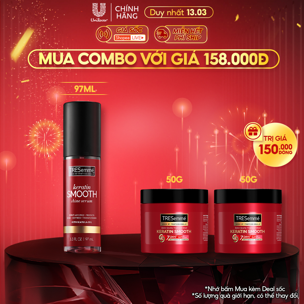 Serum Dưỡng TRESEMME Keratin Smooth Xịt Dưỡng tóc tạo kiểu Dầu Marula Keratin Tóc Vào Nếp Bóng Mượt 97ml