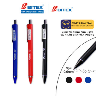 Bút lông bi bitex b01 ngòi 0.6mm mực xanh, đỏ, đen