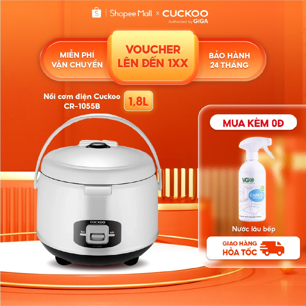Nồi Cơm Điện Cơ Cuckoo CR-1055B 1.8L - Lòng nồi chống dính, 2 mâm nhiệt - Công suất 650W
