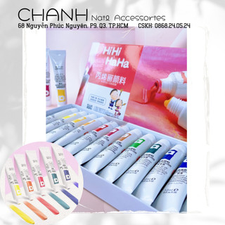 Set bột bản nail , set bột màu vẽ móng acrylic 12 màu sắc nét - chuẩn màu