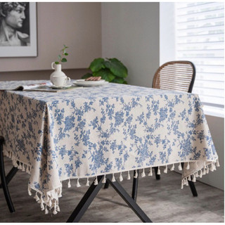 Khăn trải bàn hoa viền tua rua , khăn trải bàn Dona Home Decor