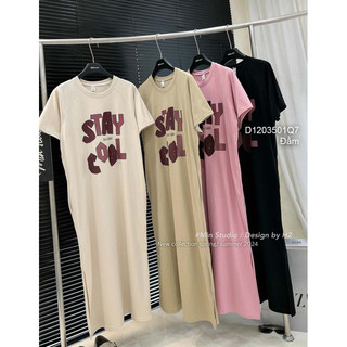 Đầm suông ngực phối chữ stay cool tay ngắn sang trọng VIENS STORE