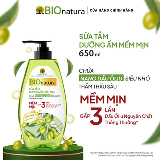 Sữa tắm Bionatura - Nano Dầu Ôliu, Niacinamide, Beta-Arbutin - Dưỡng Ẩm Mềm Mịn 650 ml