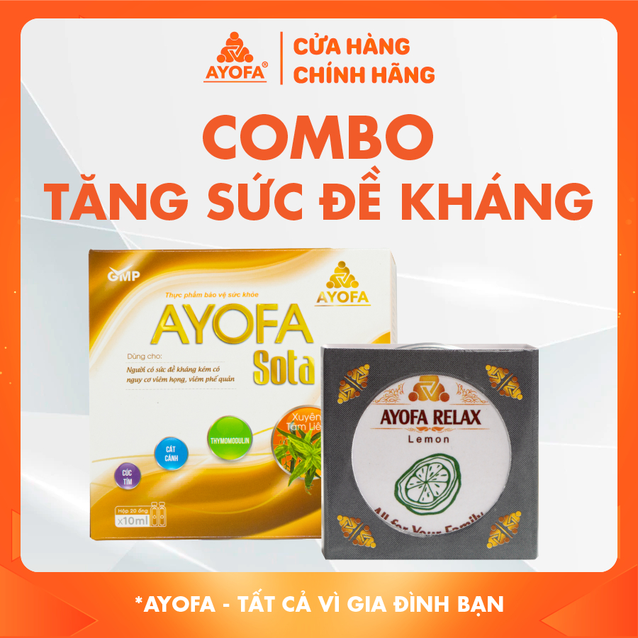 Combo tăng sức đề kháng bảo vệ ngăn ngừa ho, phế quản AYOFA SOTA và AYOFA RELAX