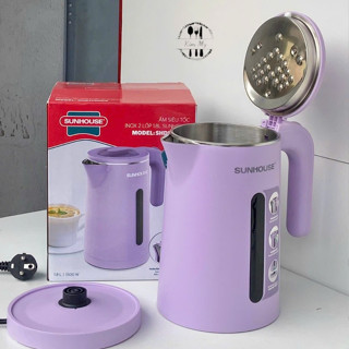 Bình đun siêu tốc Sunhouse - 1.8L nước sôi cao cấp 2 lớp chống nóng chống giật mới màu xanh và Tím