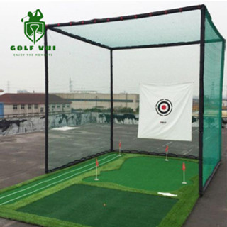 Khung tập golf tại nhà, Khung golf kích thước 3m x 3m x 3m + 1 thảm 0.3m x 0.6m + 2 tee
