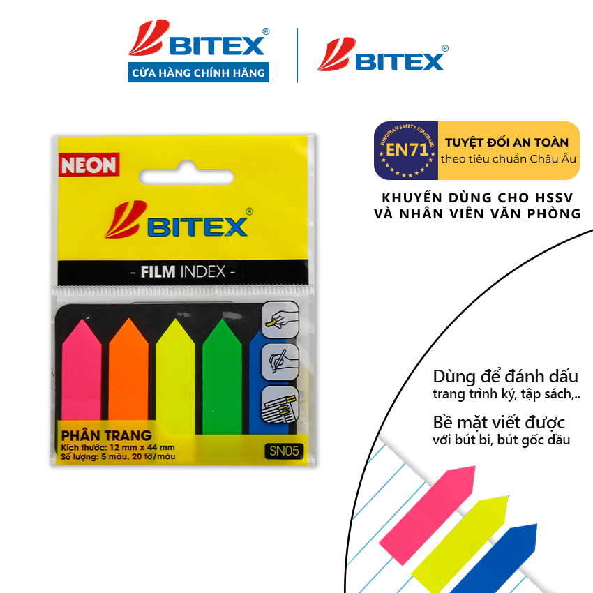 Phân trang Bitex SN05 (5 màu x 20 tờ/túi)