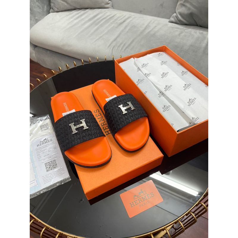 🔥Hot 2024🔥Dép Chữ H Nam Nữ Quai Ngang, Dép Her-Mes Da Cam Boy Phố Bản Cao Cấp Dép da dập nổi SumiStore