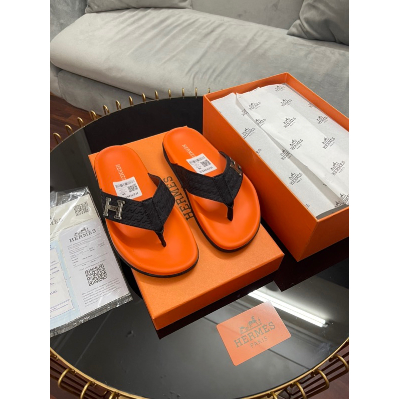 🔥Hot 2024🔥Dép Chữ H Nam Nữ Quai Ngang, Dép Her-Mes Da Cam Boy Phố Bản Cao Cấp Dép da dập nổi SumiStore
