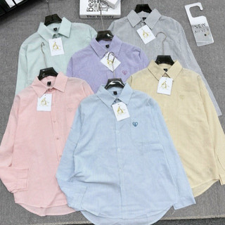 Áo sơ mi nữ dài tay kẻ nhỏ chất cotton mềm mát a1