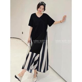 Đầm váy suông maxi G.U phối sọc siêu đẹp
