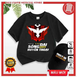 Áo Thun Free Fire Màu Đen Rank Huyền Thoại [ TẶNG 1 Nón ] Hình In Sắc Nét cực chất
