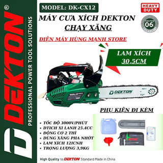 Máy cưa xích chạy xăng dekton dk-cx12 - động cơ 2 thì dung tích 25.4cc - lam xích dài 30,5cm /sào treo