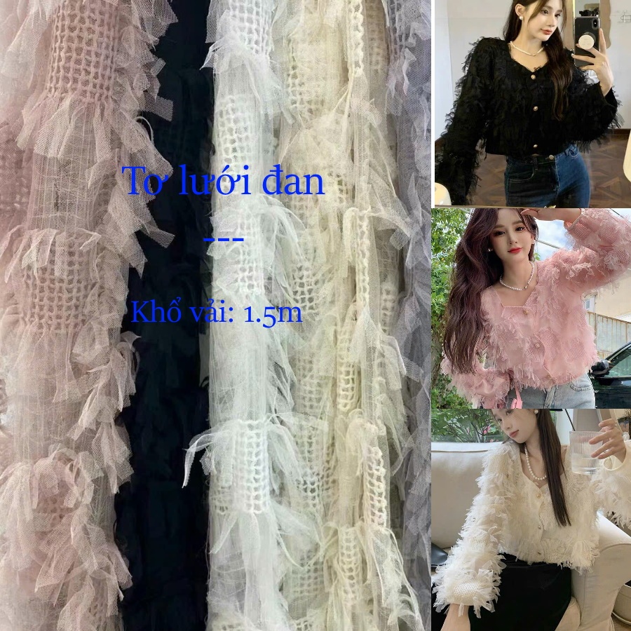 (732) Vải Lưới Đan Thiết Kế Sang Trọng Lên Đầm, Váy, Set Bộ, Áo Dài Cần Lót (Giá Bán 0.5m)
