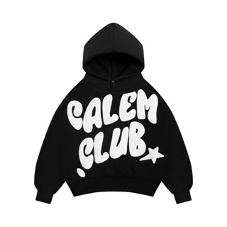 Calem Club - Áo Hoodie nỉ bông Basic nút bấm Chữ Nổi  form BOXY unisex-fammilyshop