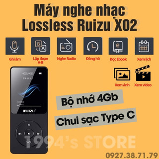 Bản 2024 Máy nghe nhạc lossless Ruizu X02 bộ nhớ 4Gb - Type C - Nghe nhạc, xem phim, xem ảnh, Ebook... Tặng kèm tai nghe