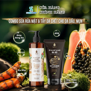 Combo sữa rửa mặt mela + tẩy da chết làm sạch sâu ngăn ngừa mụn sáng mịn da.