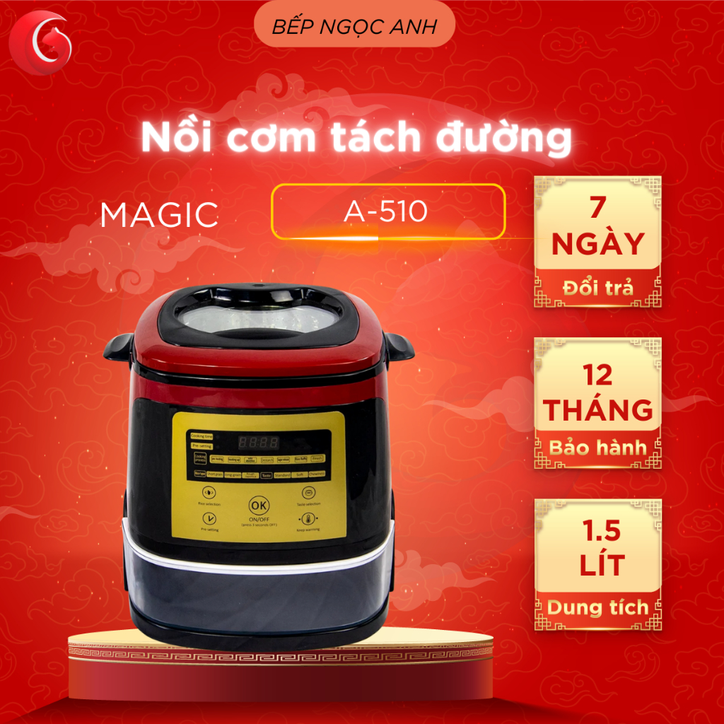 Nồi Cơm Điện Tách Đường Magic Korea A510, Bảo Vệ Sức Khỏe, Dùng Cho Người Tiểu Đường, Hàng Chính Hãng, Bảo Hành 12 Thang