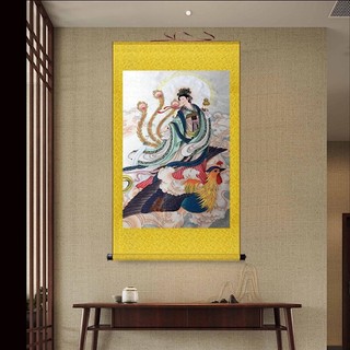 Tranh lụa trục cuốn cửu thiên huyền nữ nương nương