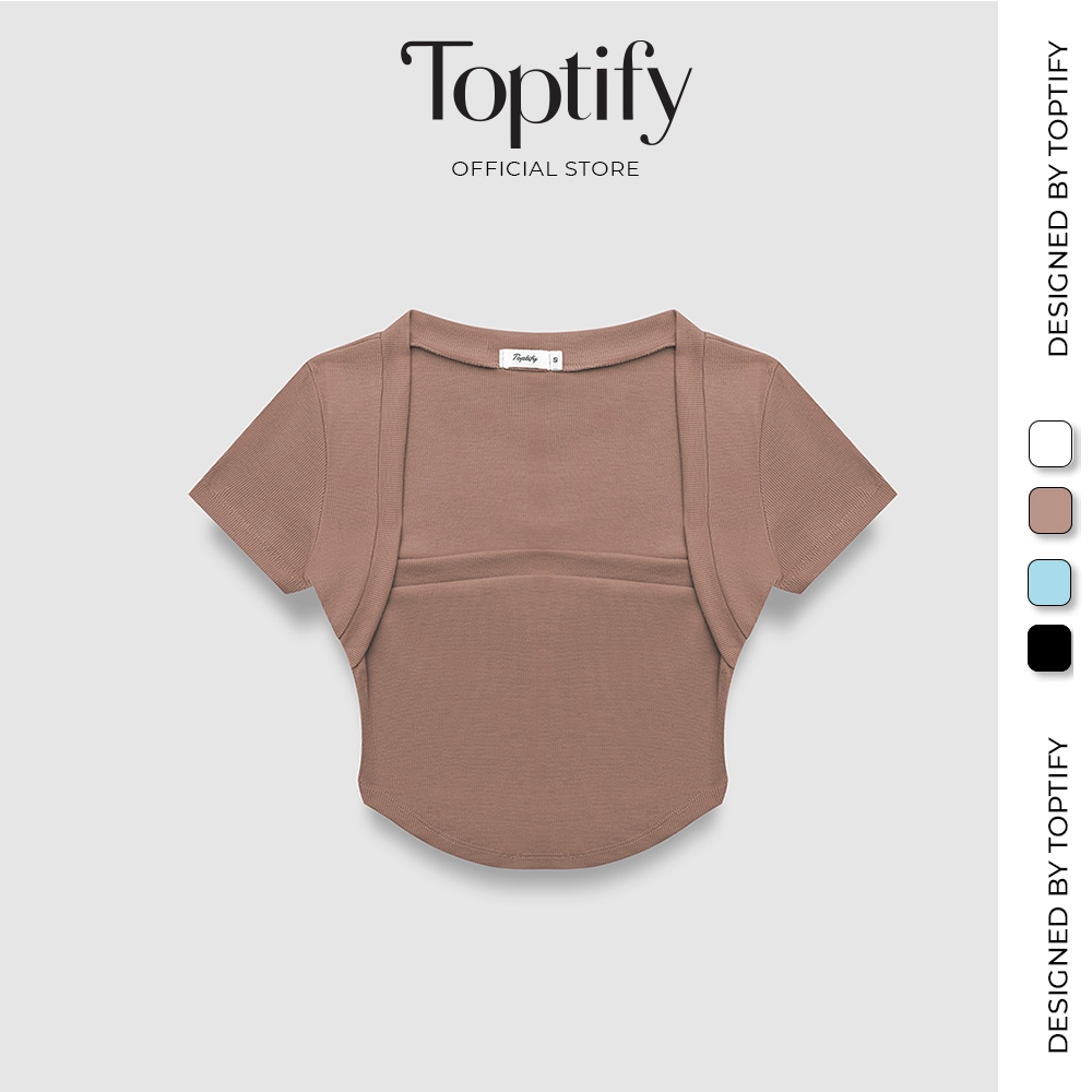 Áo croptop nữ body tay ngắn TOPTIFY kiểu áo khoác đắp Marley Top AC72