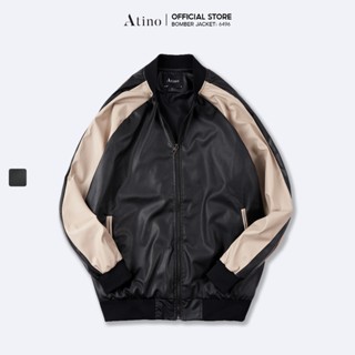  Áo Khoác Bomber Da PU Phối Tay ATINO Hàn Quốc Phong Cách Trẻ Trung Chuẩn Form Nam AD1.6496 