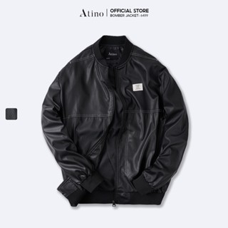   ÁO THU ĐÔNG TỪ 99K  Áo Khoác Bomber Da Nam Viền Chỉ ATINO Chất Da Biker Dày Dặn AD1.6499 