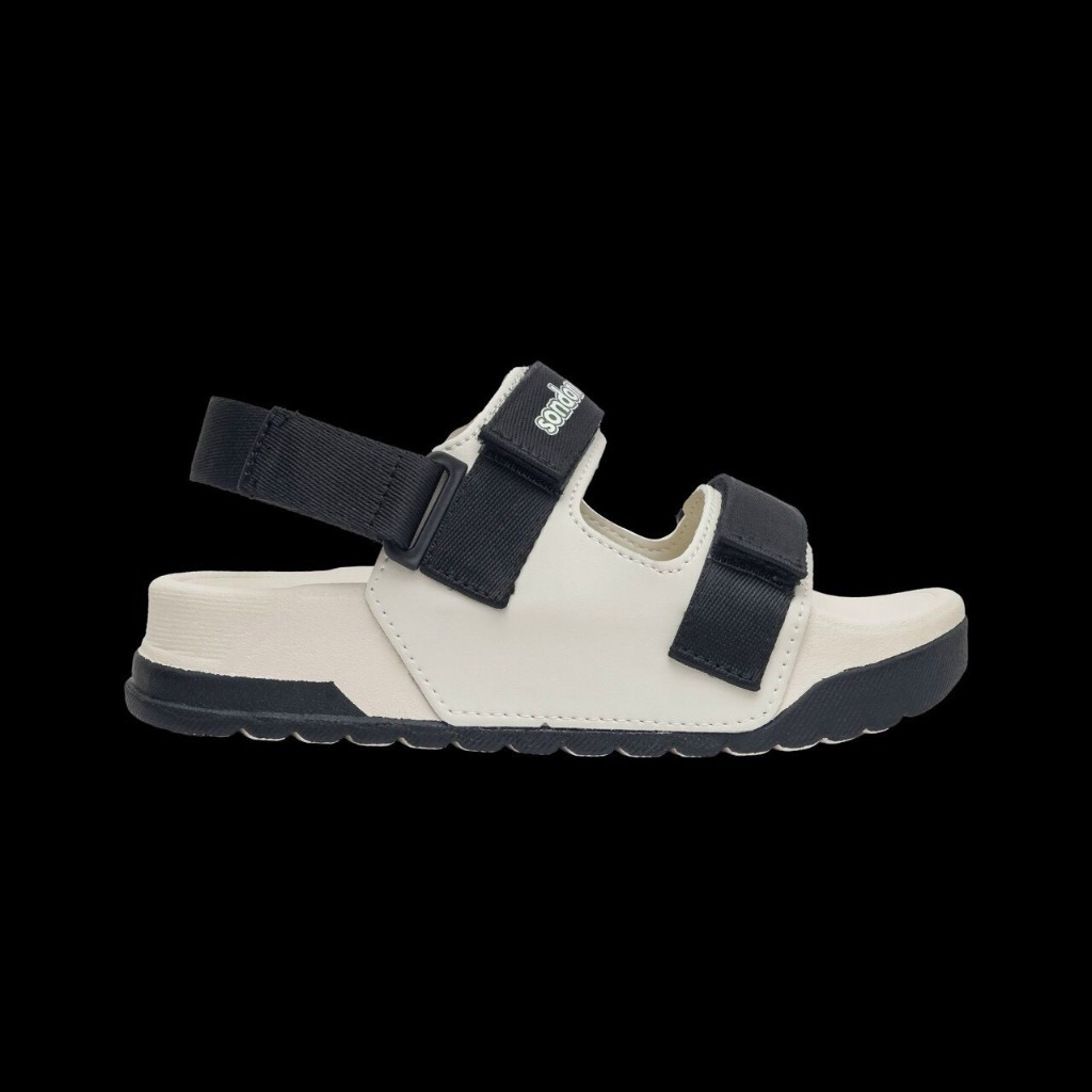 Giày Sandal Nữ S1 2 Quai Ngang Be Phối Đen Siêu Nhẹ Siêu Bền Siêu Dễ Thương - Tặng kèm vớ