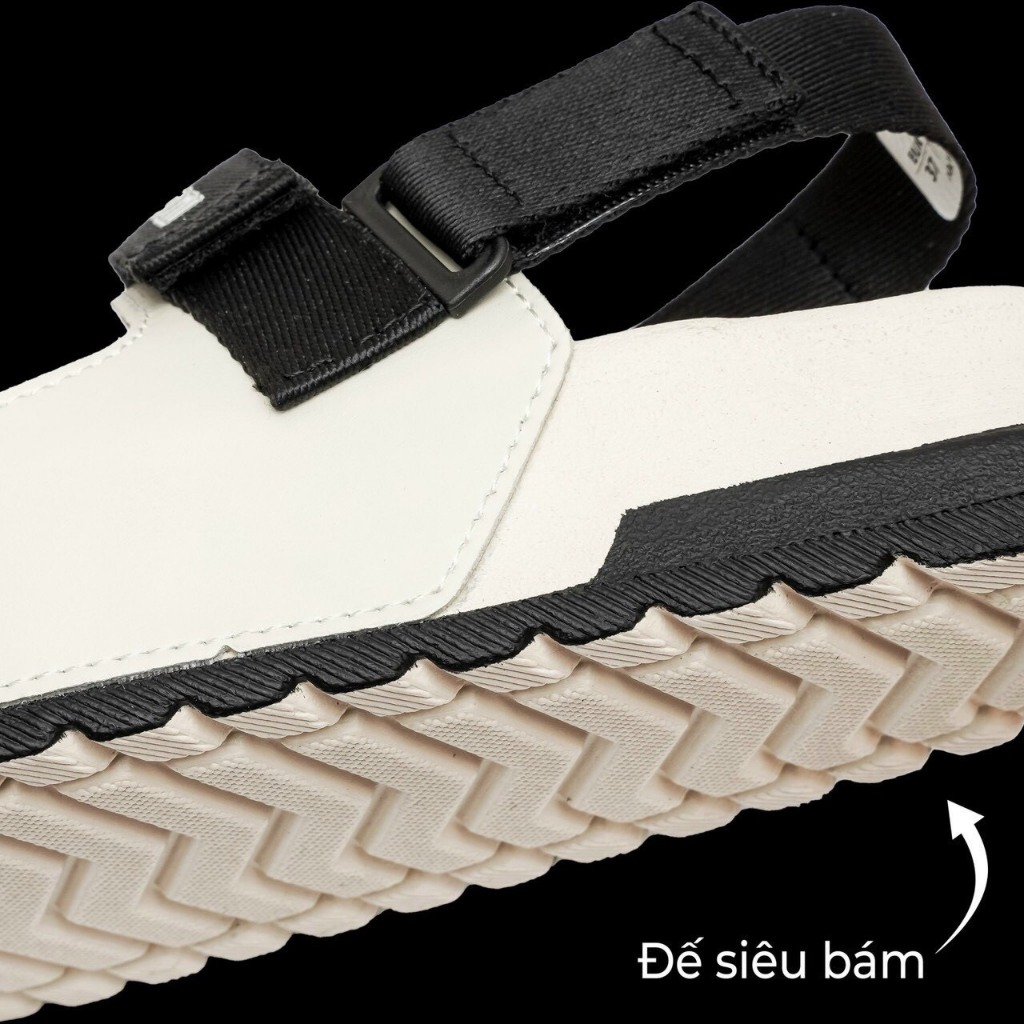 Giày Sandal Nữ S1 2 Quai Ngang Be Phối Đen Siêu Nhẹ Siêu Bền Siêu Dễ Thương - Tặng kèm vớ