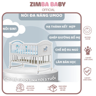 Nôi cũi Umoo 2 tầng cũi gỗ đa năng 5in1 cho bé có Tặng Quà phụ kiện kèm theo Nôi giường Umoo cho bé