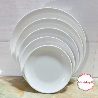  Đĩa Nhựa Phíp Tròn Trắng Melamine Giả Sứ 5 Size Hàng Cực Dày Dặn Loại Đẹp Phong Cách Nhà Hàng 