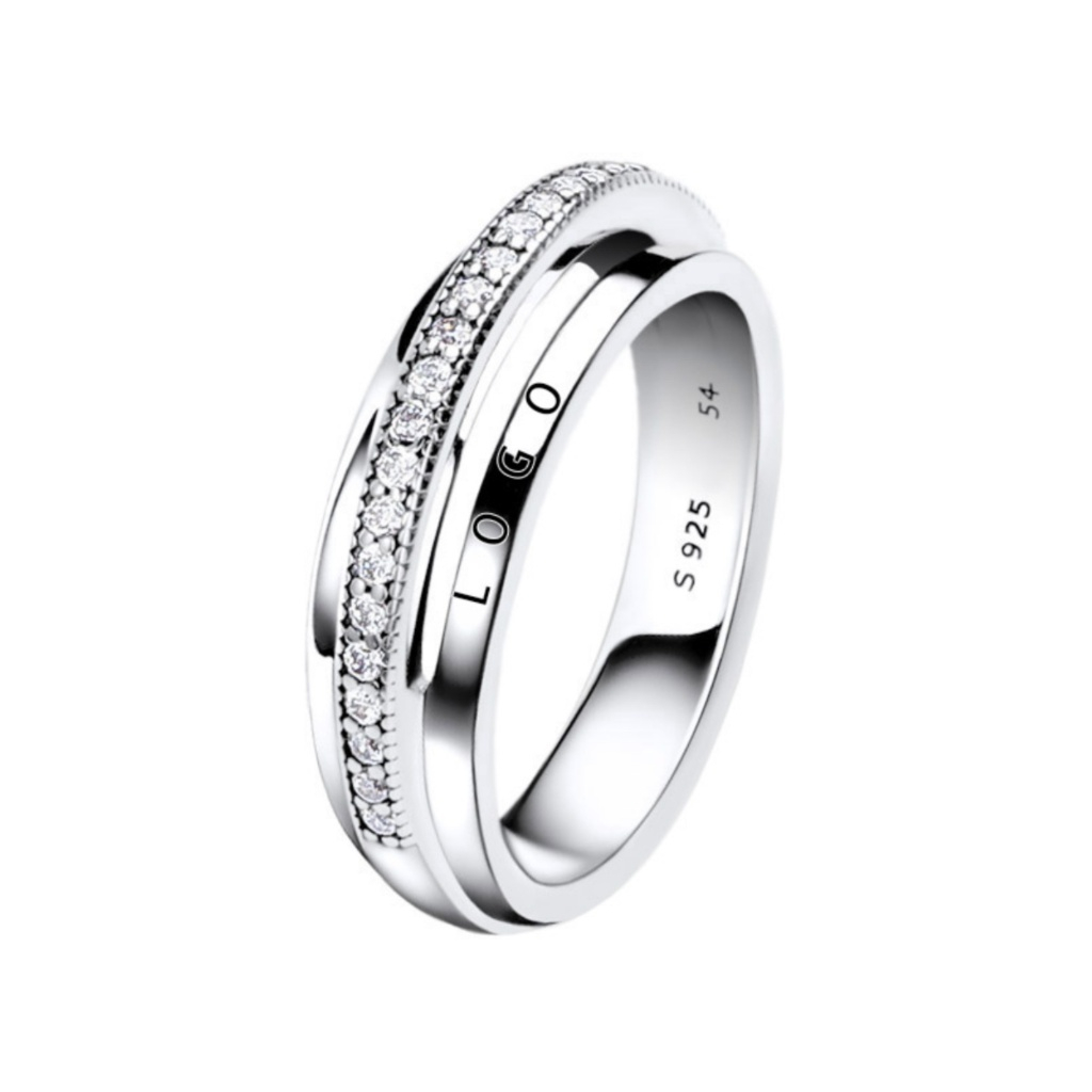 Nhẫn Pandora Logo and Hearts Ring 8078SV - Nhẫn Chuẩn Bạc s925