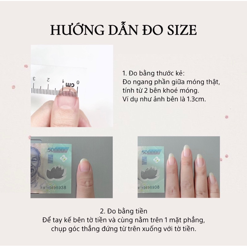 NAILBOX trắng hoa hồng charm nơ thiết kế theo size