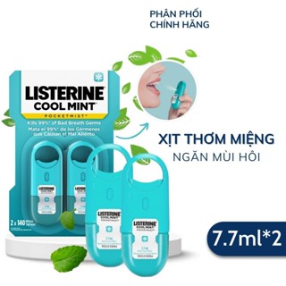  Vĩ 2 Xịt thơm miệng diệt khuẩn Listerine 7,7ml Cool Mint Pockeymist Mỹ 