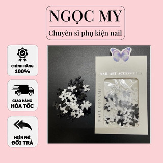 Sét charm nơ đen trắng ,charm nail gắn móng