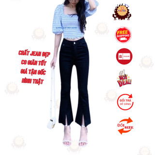 Quần jean nữ lưng cao ống LOE có size đại, quần bò nữ ống bas đai cao quần nữ ống xòe, quần dài nữ