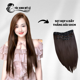  Kẹp tóc giả thẳng 6 dãy dài 50cm Chất tơ mềm mượt an toàn da đầu chịu nhiệt cao cấp tóc đẹp tóc xinh mỹ lệ. 