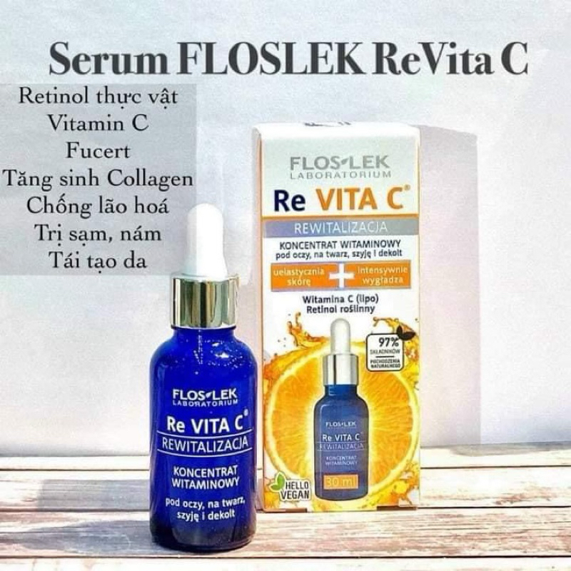 Serum Trắng da, mờ thâm, trẻ hoá làn da Re Vita C Floslek - Tinh chất Floslek Re Vita C