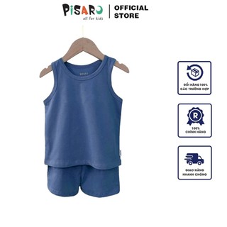 Bộ quần áo ba lỗ mùa hè Pisaro Kids 100% cotton cho bé trai, bé gái hàng chính hãng từ 8-28 kg