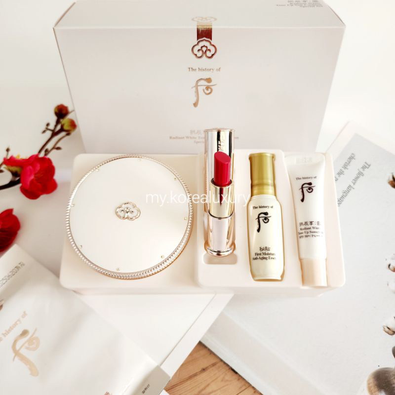 Set Phấn Nước Whoo trắng - The history of Whoo Radiant white Tone Up Sun Cushion