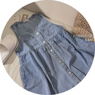Đầm jean xoè sát nách cổ tim!!!