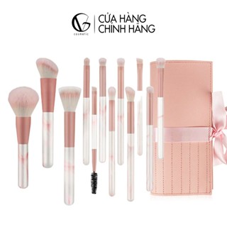 Bộ cọ trang điểm cá nhân GUVIET gồm 12 cọ kèm theo túi da đựng hoặc ống cắm với 2 màu xanh và Hồng dễ dàng lựa chọn