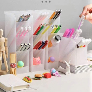 Kệ cắm bút 4 ngăn tiện lợi nhựa trong mờ
