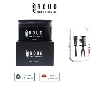 Sáp vuốt tóc Roug Matte Clay 90gr màu đen chính hãng cao cấp Singapore giúp tạo kiểu + Tặng Lược