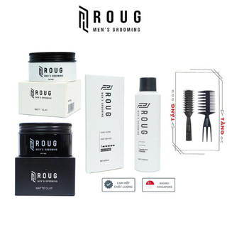 Gôm xịt tóc nam nữ Roug Hair Spray 250ml + Sáp vuốt tóc nam Roug Matte, Matt Clay 90gr cao cấp Singapore + Tặng 2 lược