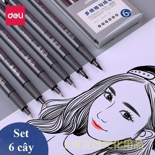 Set 6 cây bút đi nét kỹ thuật deli s573
