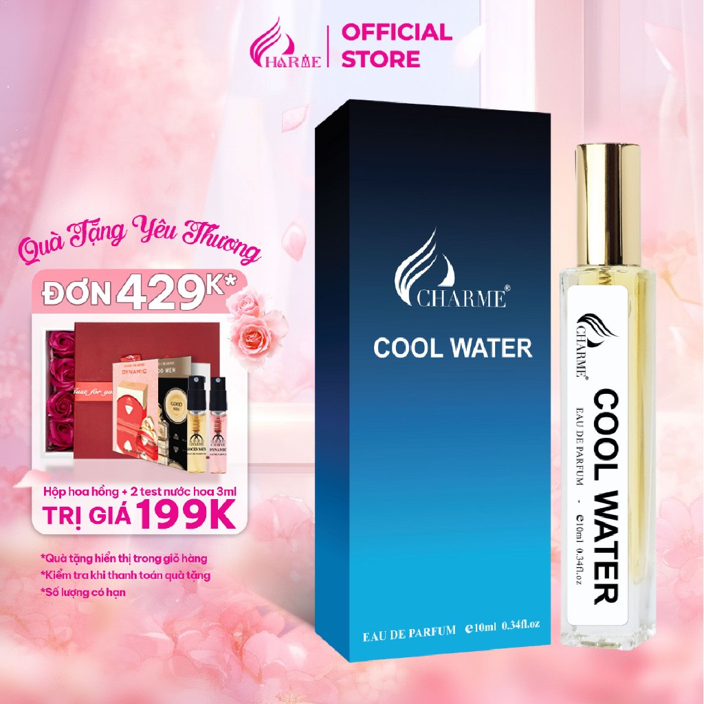 Nước hoa nam chính hãng, Charme Cool Water, chai Test mini, lưu hương lâu, hương thơm mạnh mẽ thanh lịch, 10ml