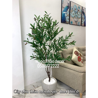 Cây oliu thân mảnh 1m4 cao cấp, cây hoa giả trang trí, decor phòng