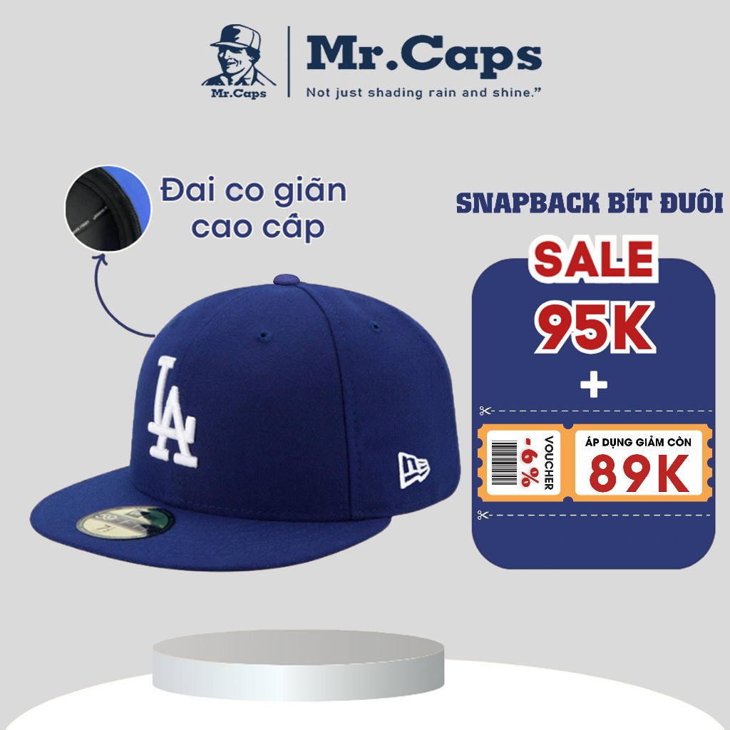 Mũ snapback lưỡi trai bít đuôi Mlb LA Fitted màu xanh dương phong cách hip hop cá tính đơn giản cho cả nam và nữ Mrcaps