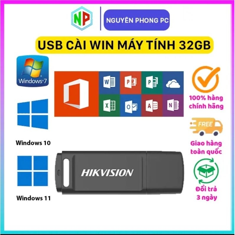 Usb Cài, Win, 10 11 và 7, Full Driver và phần mềm Văn Phòng - Usb 3.0 tốc độ cao - Hàng chính hãng